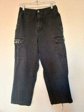 Obey Black Men's Cargo Pants with Flap Pockets Emroidered “OBEY” & Devil Graphic